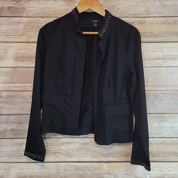 Alfani Black Beaded Blazer Jacket 6 - Picture 1 of 9